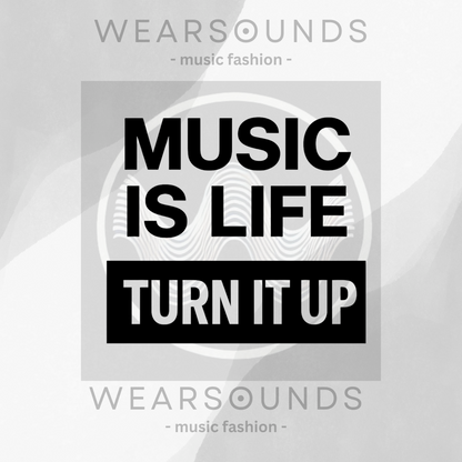 MUSIC IS LIFE - TURN IT UP       | T-SHIRT - 7 colors - 9 sizes | Let the world know how you live. Crank up your style and grab this tee now!