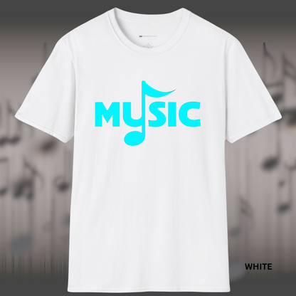 MUSIC (NEON NOTE)     | T-SHIRT - 7 colors - 9 sizes |  Say it with a note. Minimal look, max vibe.  Amp up your fit—grab yours today.