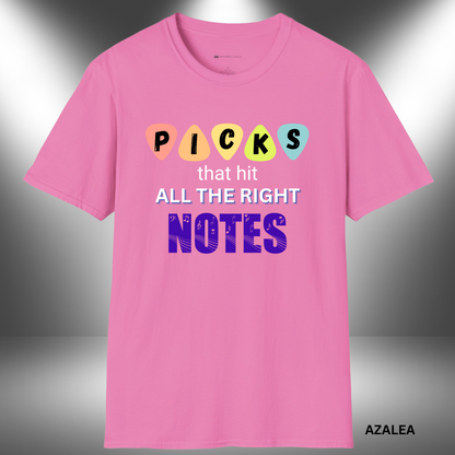 PICKS THAT HIT ALL THE RIGHT NOTES   | T-SHIRT - 7 colors - 9 sizes