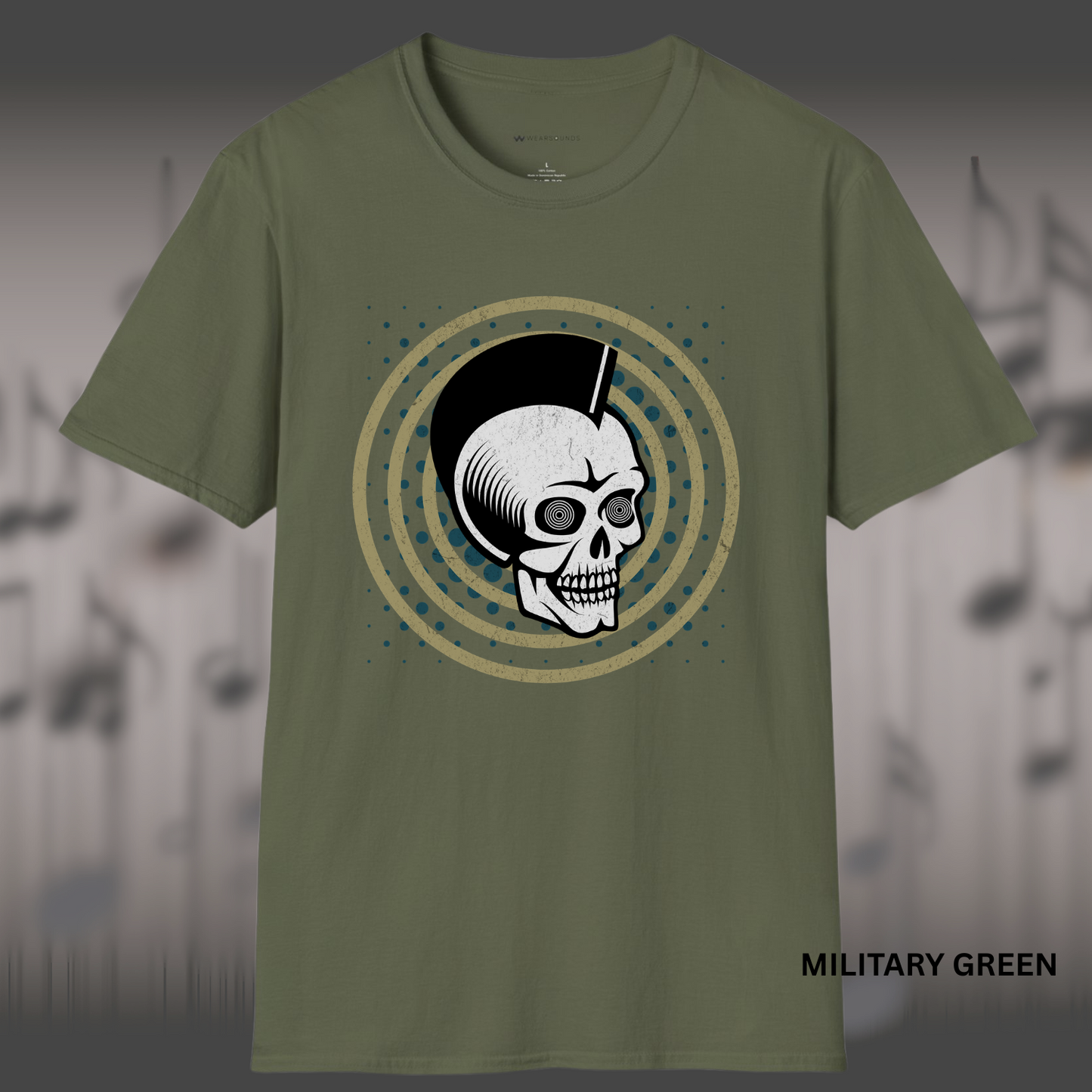 PUNK PULSE PSYCHO SKULL        | T-SHIRT - 7 colors - 9 sizes |  skull t-shirt, punk rock shirt, psychobilly tee, horror punk graphic tee, goth streetwear, vintage skull graphic.