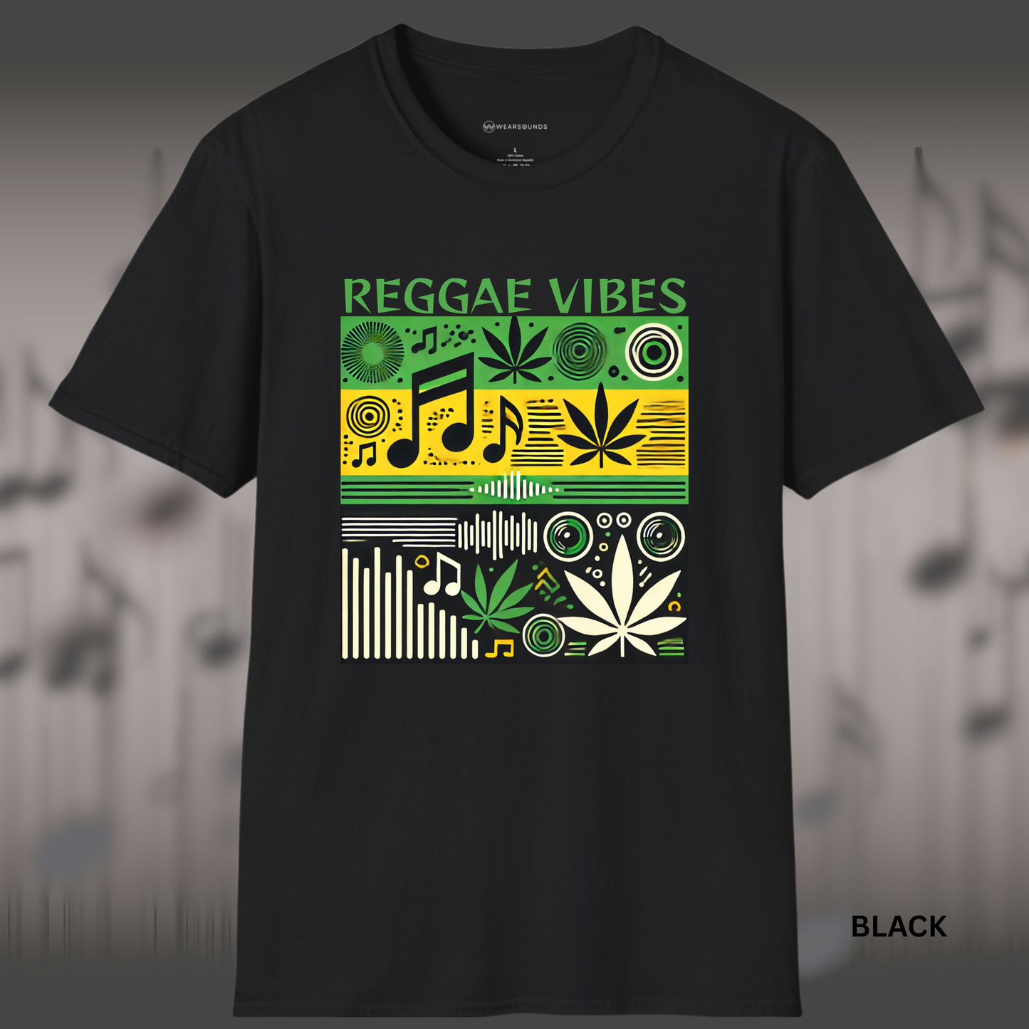 REGGAE VIBES   | T-SHIRT - 7 colors - 9 sizes |  Music & Rhythm Graphic Tee with Island Soundwave Design