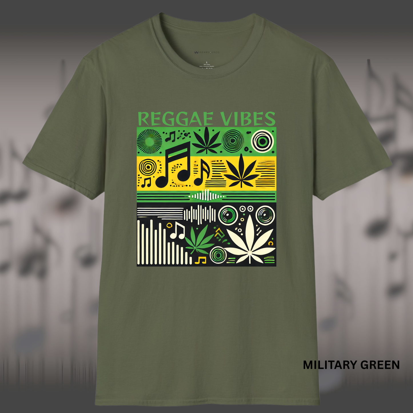REGGAE VIBES   | T-SHIRT - 7 colors - 9 sizes |  Music & Rhythm Graphic Tee with Island Soundwave Design