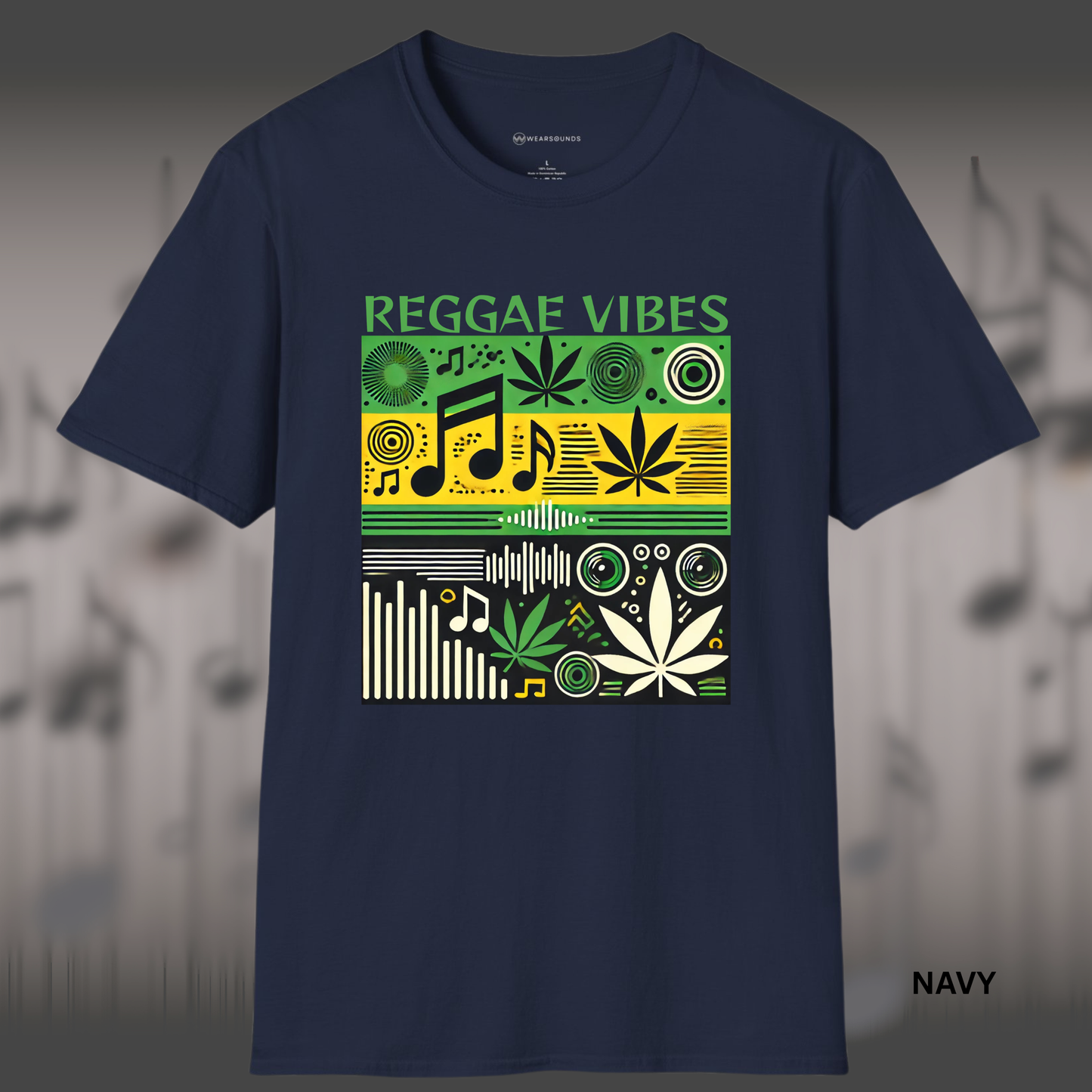 REGGAE VIBES   | T-SHIRT - 7 colors - 9 sizes |  Music & Rhythm Graphic Tee with Island Soundwave Design