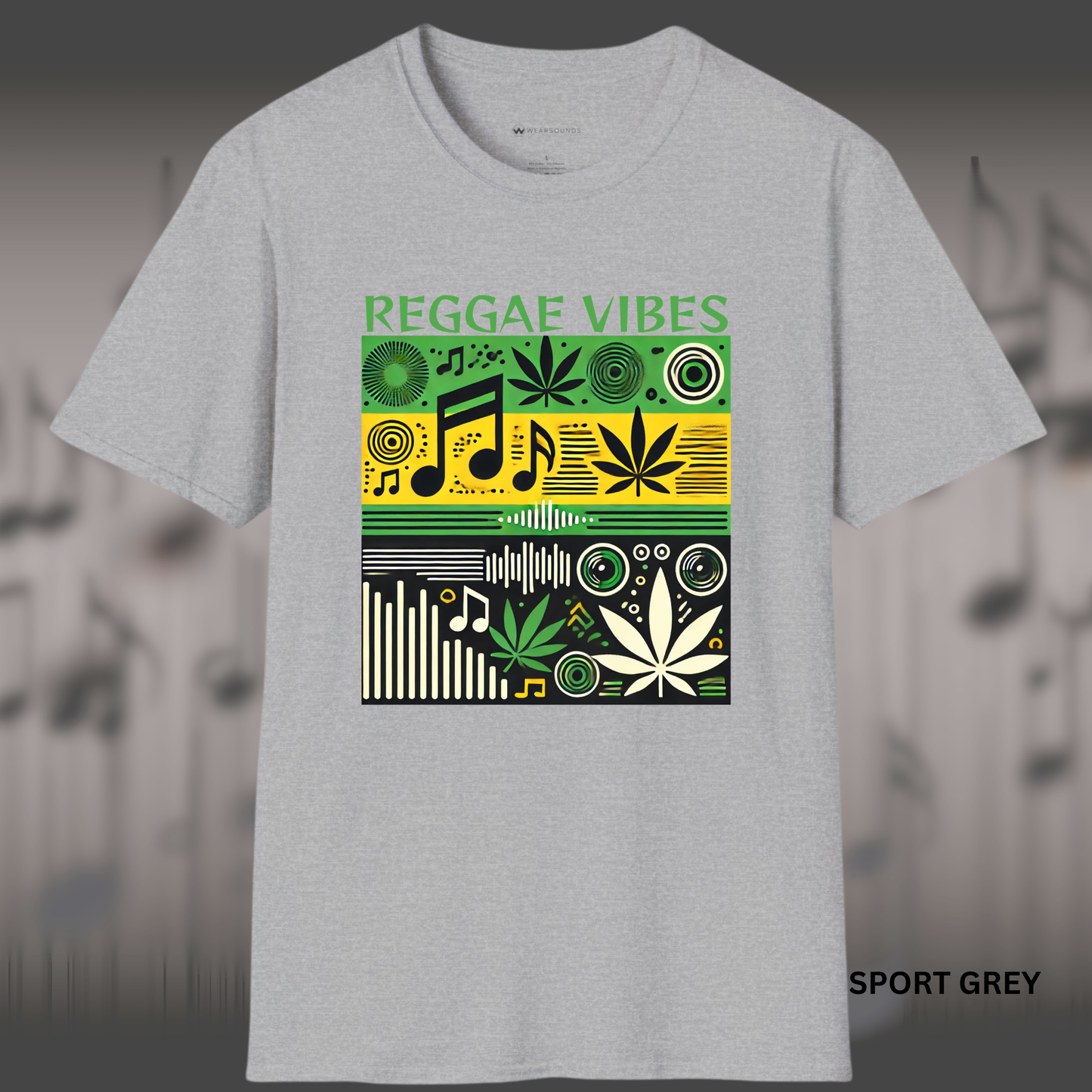 REGGAE VIBES   | T-SHIRT - 7 colors - 9 sizes |  Music & Rhythm Graphic Tee with Island Soundwave Design