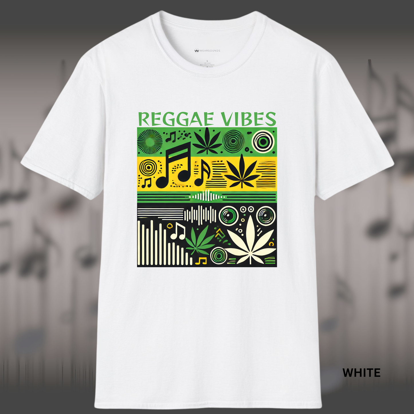REGGAE VIBES   | T-SHIRT - 7 colors - 9 sizes |  Music & Rhythm Graphic Tee with Island Soundwave Design