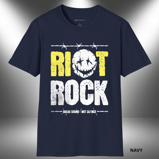 RIOT ROCK T SHIRT WITH BOLD GRAPHIC DESIGN