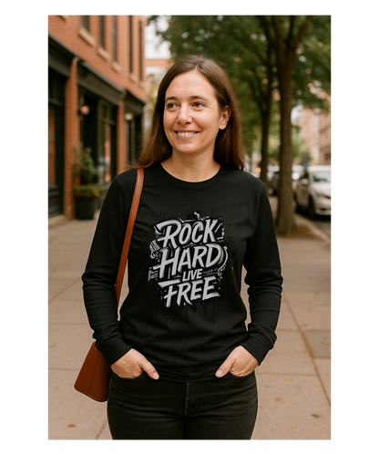 ROCK HARD - LIVE FREE (BLACK) | Unisex Long-Sleeve T-Shirt - 1 Color - 8 Sizes