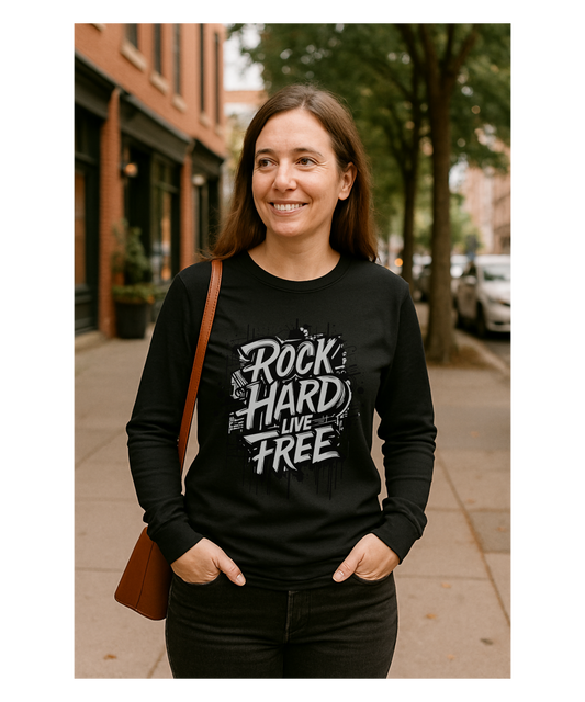 ROCK HARD - LIVE FREE (BLACK) | Unisex Long-Sleeve T-Shirt - 1 Color - 8 Sizes