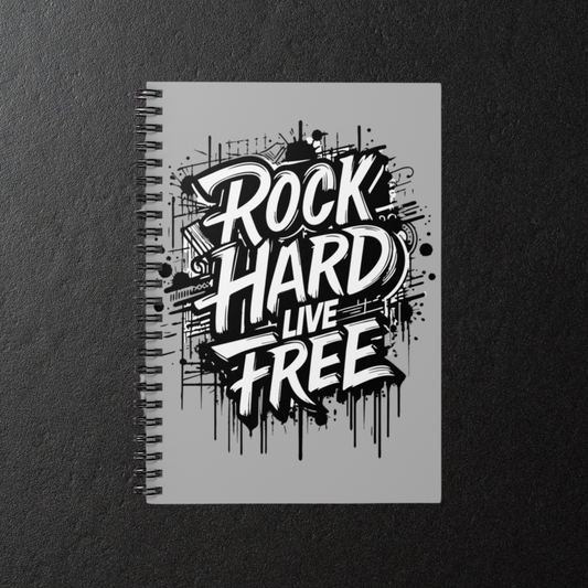 ROCK HARD LIVE FREE  Spiral Notebook Design | Inspirational Journal, Gift for Students, Music Lovers, Creative Writing, Art Projects