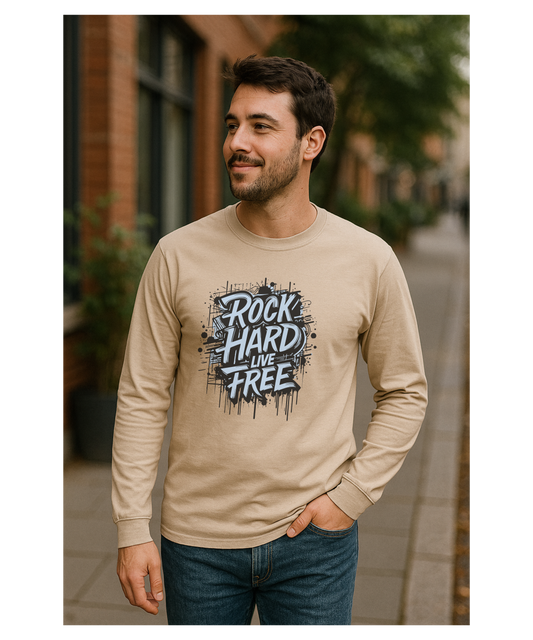 ROCK HARD - LIVE FREE  |  LONG-SLEEVE T-SHIRT - 5 COLORS - VARIOUS SIZES