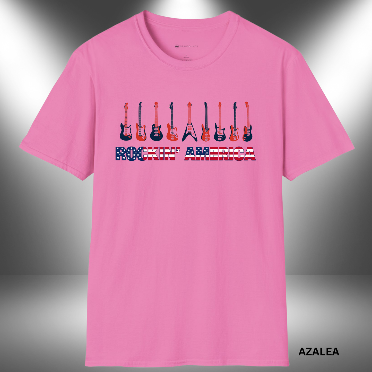 ROCKIN' AMERICA  | T-SHIRT - 4 colors - 9 sizes | Red White and Blue Guitar Rockin' America Tee