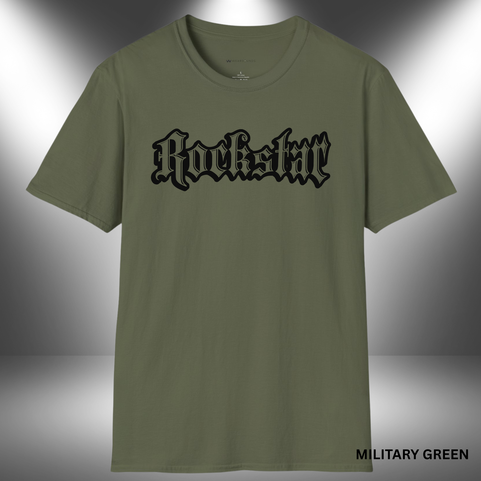 grunge-style 'Rockstar' text in gothic font — bold music graphic celebrating rock culture and rebellious streetwear fashion.
