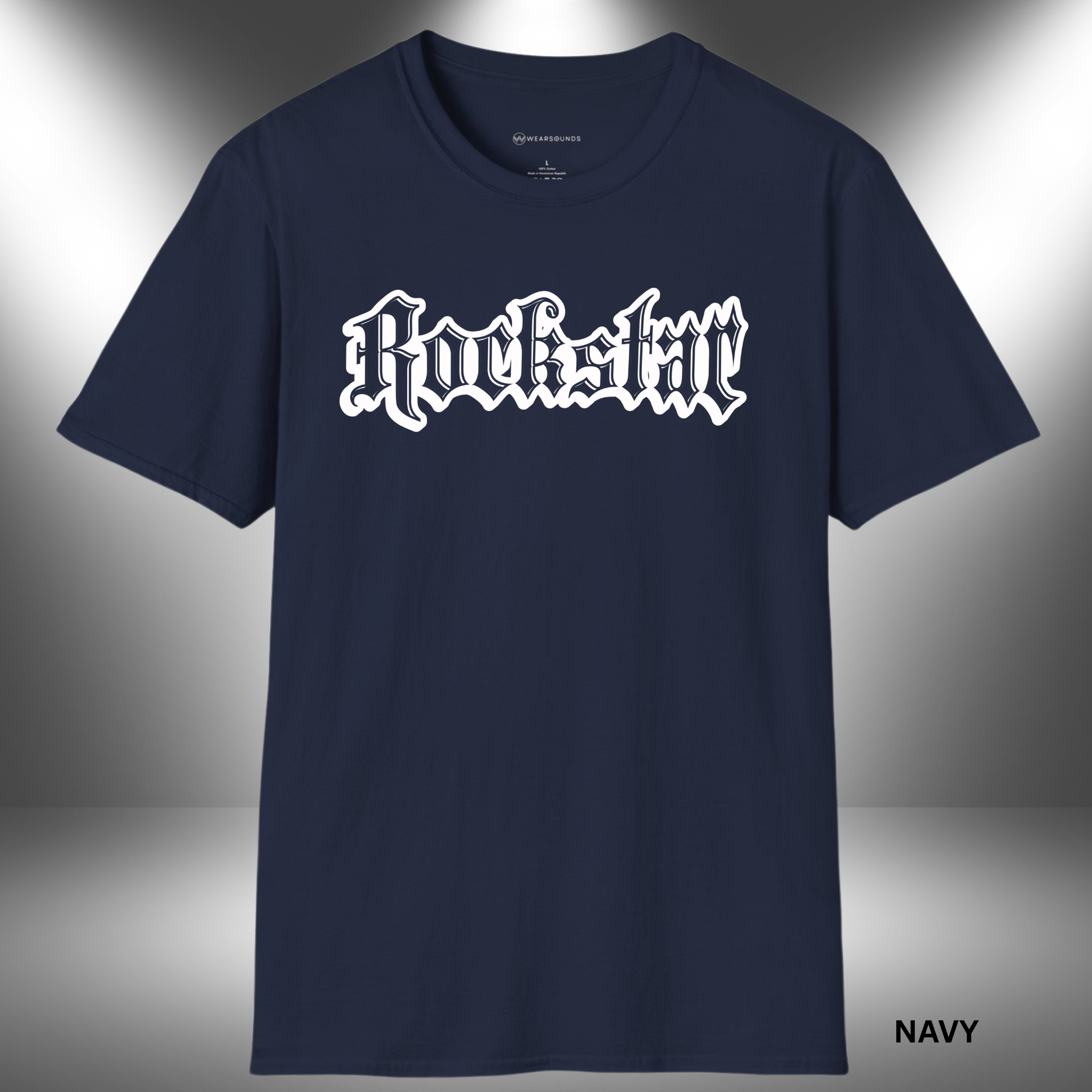 grunge-style 'Rockstar' text in gothic font — bold music graphic celebrating rock culture and rebellious streetwear fashion.