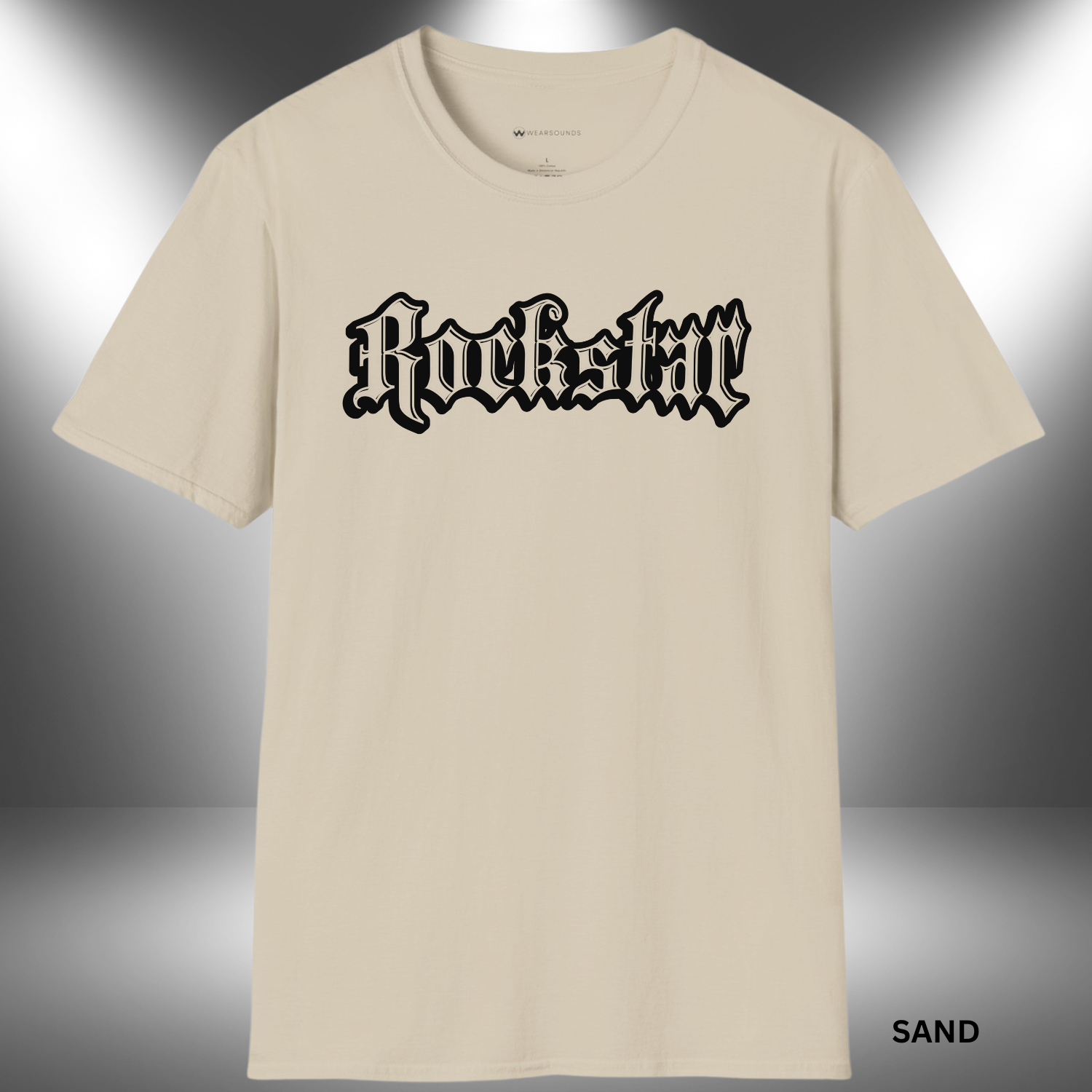 grunge-style 'Rockstar' text in gothic font — bold music graphic celebrating rock culture and rebellious streetwear fashion.