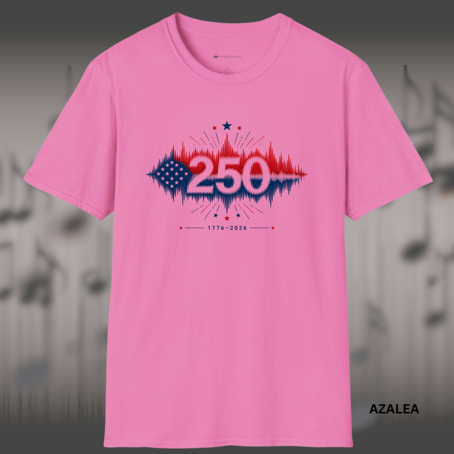 USA250 SOUNDWAVE T-SHIRT    | T-SHIRT - 4 colors - 9 sizes  |  America 250 Patriotic Music Graphic Tee
