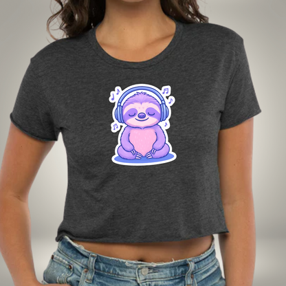 ZEN BEATS SLOTH   |  WOMEN'S FESTIVAL CALI CROP T-SHIRT |  3 Colors - 6 Sizes - Grab yours now and let your chill shine!
