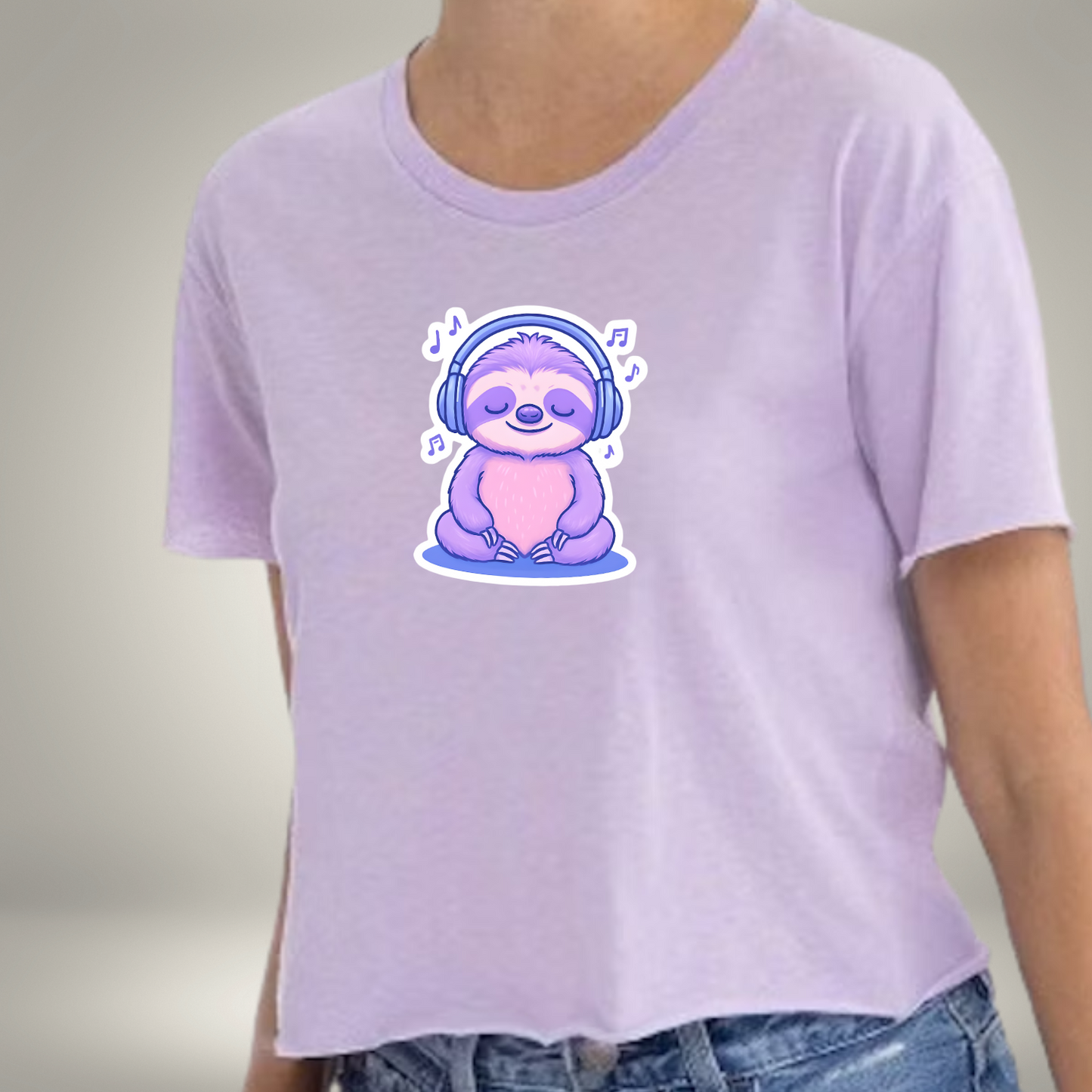 ZEN BEATS SLOTH   |  WOMEN'S FESTIVAL CALI CROP T-SHIRT |  3 Colors - 6 Sizes - Grab yours now and let your chill shine!