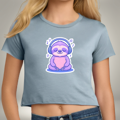 ZEN BEATS SLOTH   |  WOMEN'S FESTIVAL CALI CROP T-SHIRT |  3 Colors - 6 Sizes - Grab yours now and let your chill shine!