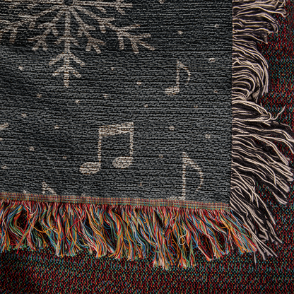 Snowfall Symphony – Music & Winter Woven Blanket